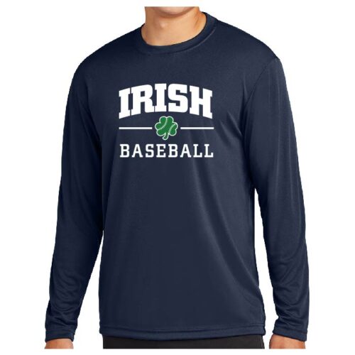 RHS Baseball - Navy Longsleeve Printed Performance Tee - Irish Block (ST350LS)