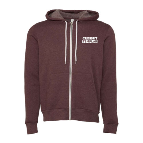 Crossfit Templar - Embroidered Maroon Sponge Fleece Full Zip Hoodie (BC3739)