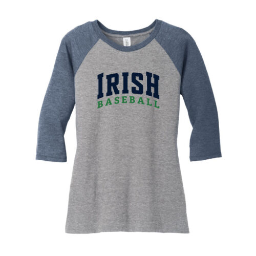 Rosemount Baseball - Navy Frost/Gray Women's Perfect Tri 3/4-Sleeve Raglan (DM136L) - Image 2