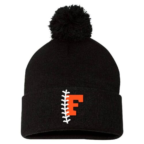 Farmington Fastpitch- Black Embroidered Pom Stocking Cap (SP15)