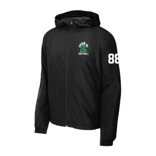 Eagan High School Softball - Black Embroidered Hooded Raglan Jacket (JST73)