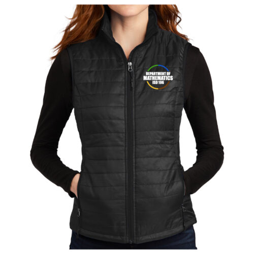 District 196 Department of Mathematics - Black Ladies Packable Puffy Vest (L851)