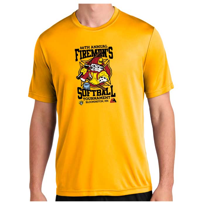 Firemans Softball 2024 - Gold Printed Performance Tee (ST350) | Custom ...