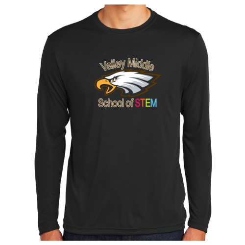 Valley Middle School of STEM - Black Longsleeve Printed Performance Tee (ST350LS)