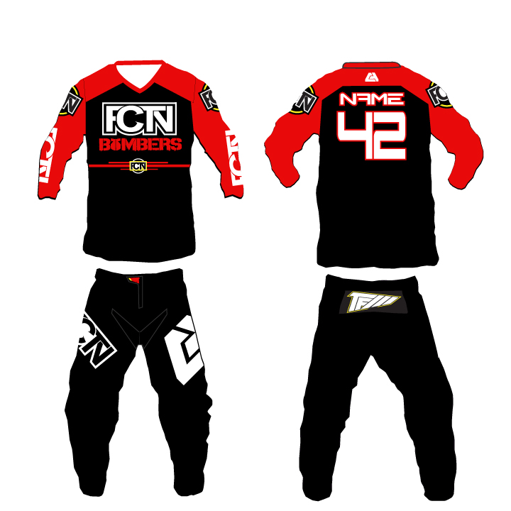FCTN - "Red Bombers" Motocross Gear Set | Custom Apparel Inc.